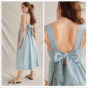 Anthropologie Pilcro  XL Chambray Fringe Midi Dress Bow